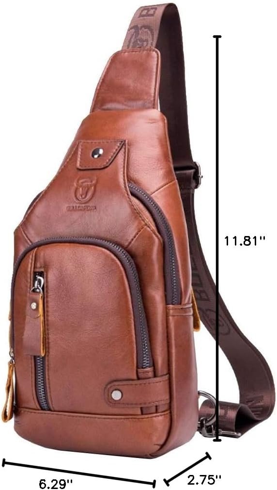 Leather Sling Bag Crossbody Backpack for Men Women