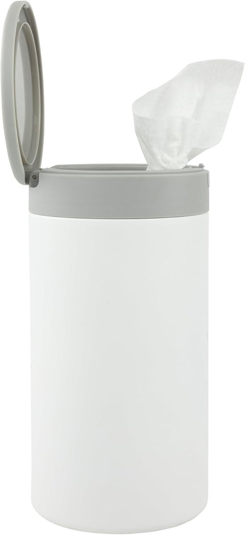 Spectrum Disinfecting Wipes Container with Push Button Lid - Refillable Dispenser for Bathroom, Kitchen, Classroom, Countertop, & Home - Stainless Steel & Rust-Resistant Disinfectant Wipes Holder