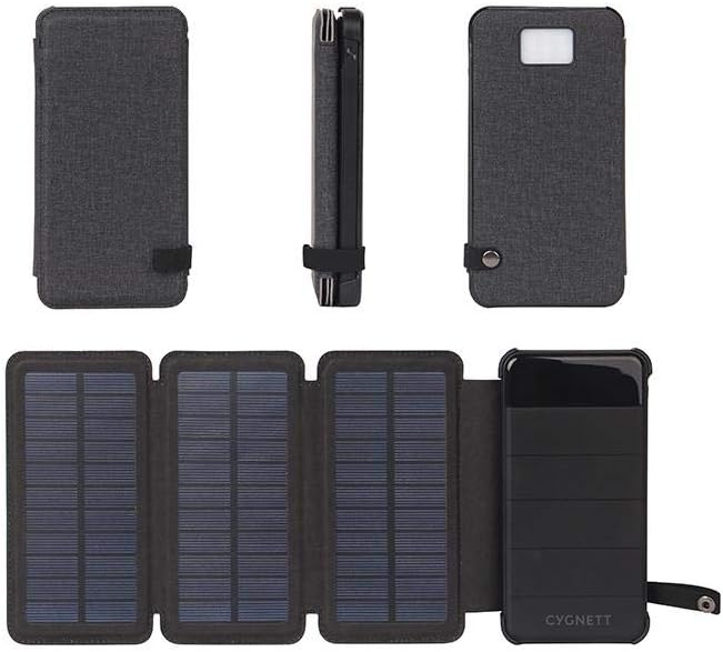 Cygnett CY2805PBCHE ChargeUp Explorer 8000 mAh Power Bank with Solar Panels, Black