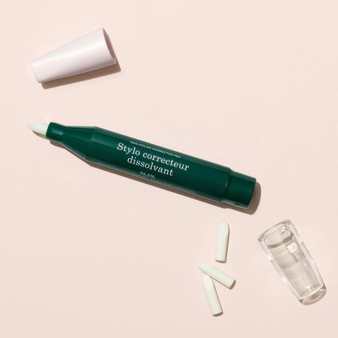 MANUCURIST • Nail Polish Corrector Pen • Green Flash Gel Polish Corrector Pen + 3 Refills • Acetone-Free, Plant-Based Nail Polish Remover • Gel Nail Polish Accessorie