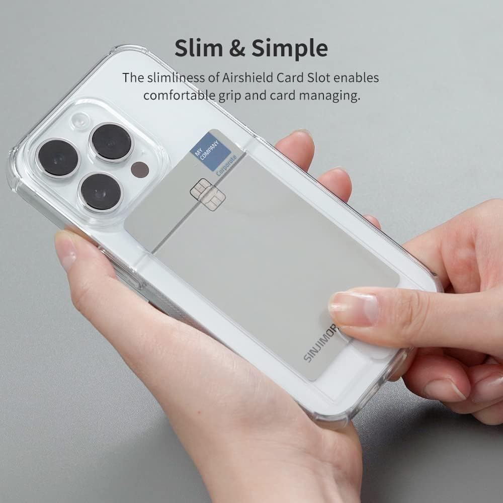 Air-Tip TPU Phone Case with Card Holder, Sinjimoru Slim Fit Clear Phone Wallet Case for Apple iPhone 12 13 14 Cell Phone Cover as Credit ID Card Sleeves. Air-Shield with Card Slot iPhone 14 Plus