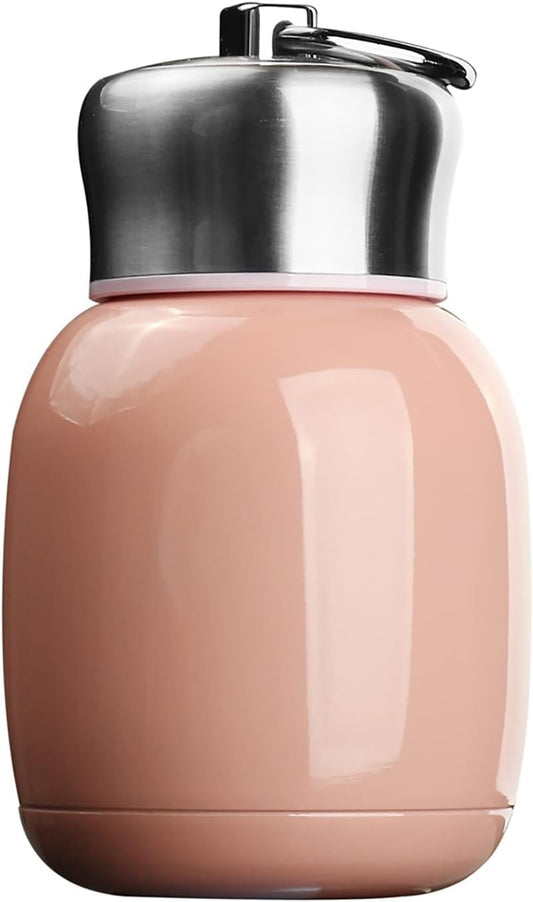 200ml Mini Thermoses Flask Water Bottle Vacuum Flasks Coffee Milk Drinking Cup Leak-Proof Hot and Cold Water Bottle Travel Drinking Bottle for Home Outdoors (Peach pink)