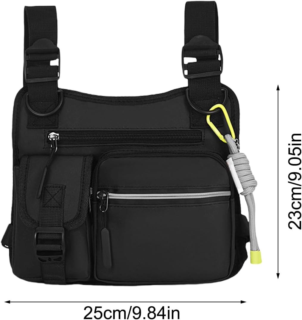 Chest Holster, Adjustable Multifunctional Chest Bag, Wear-Resistant Vest with 3D Cut, for Hiking, Gym, Sports, Motorcycle, Workout, Hunting, Outdoor Gear Utility, Black, Please refer to description