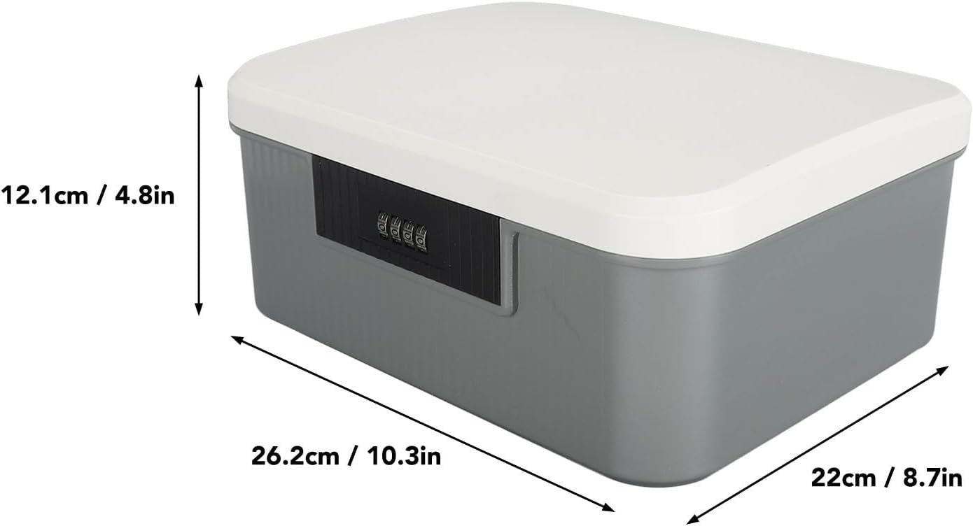 9L Capacity Document Lock Box, ABS Material Storage Trunk with Partitioned Design, Lockable File Organizer for Home and Office (Gray)