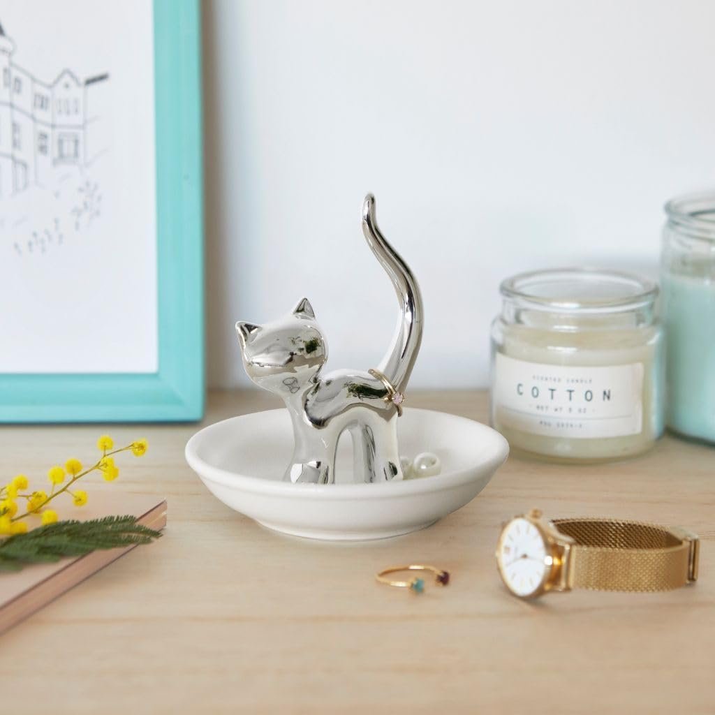 Balvi - Ceramic Cat Ring Holder Tray for Rings and Jewellery. Made of Ceramic. Shape