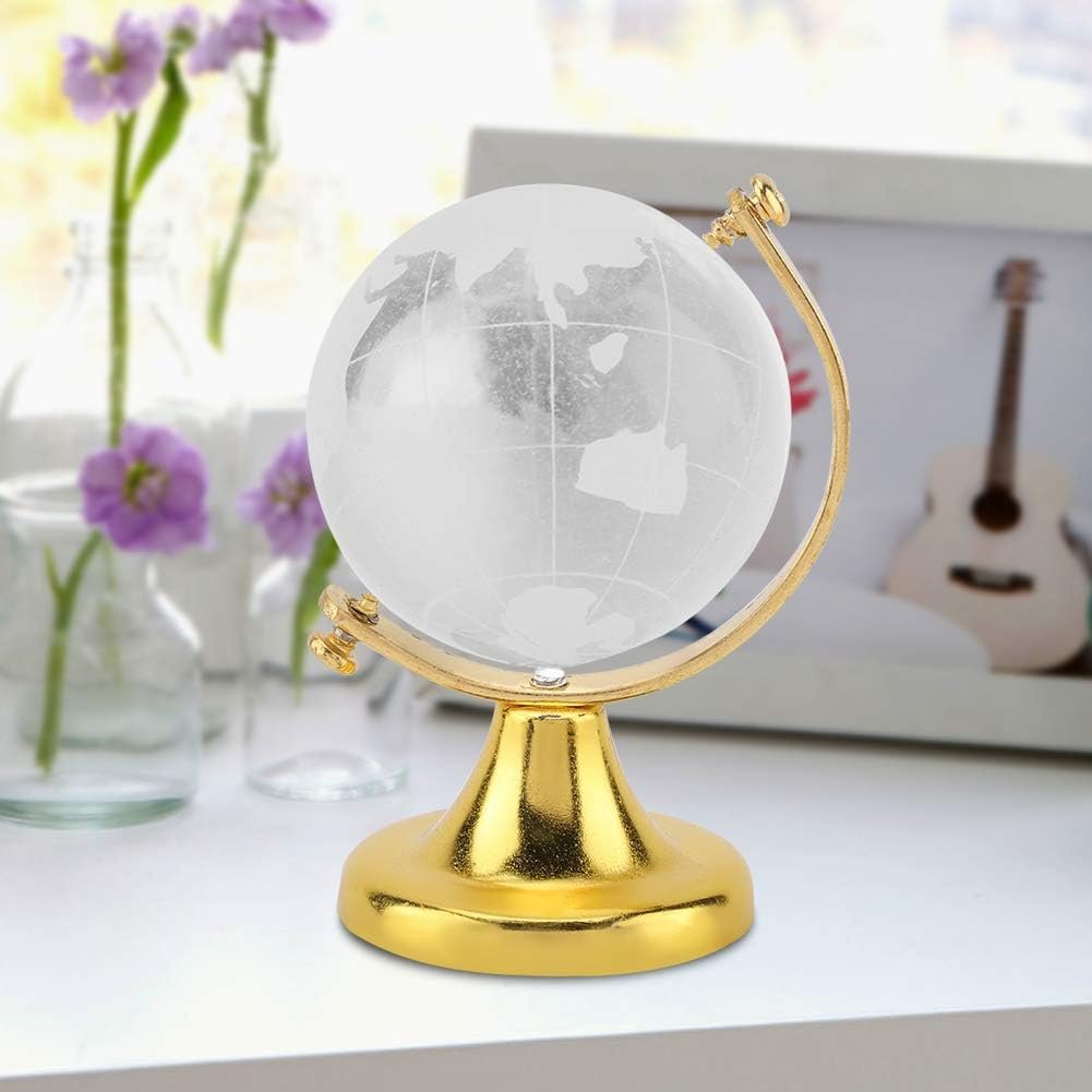 Aigend Home Decor - Round Earth Globe World Map Crystal Ball Ball Decoration for Home Office Gift (Gold)