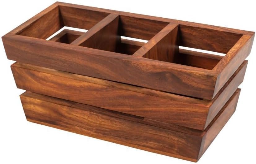 Handmade Wooden Holder-Eco-Friendly Kitchen Utensil Organizer, Medium Size Curved Wood Natural Wood, (Brown)