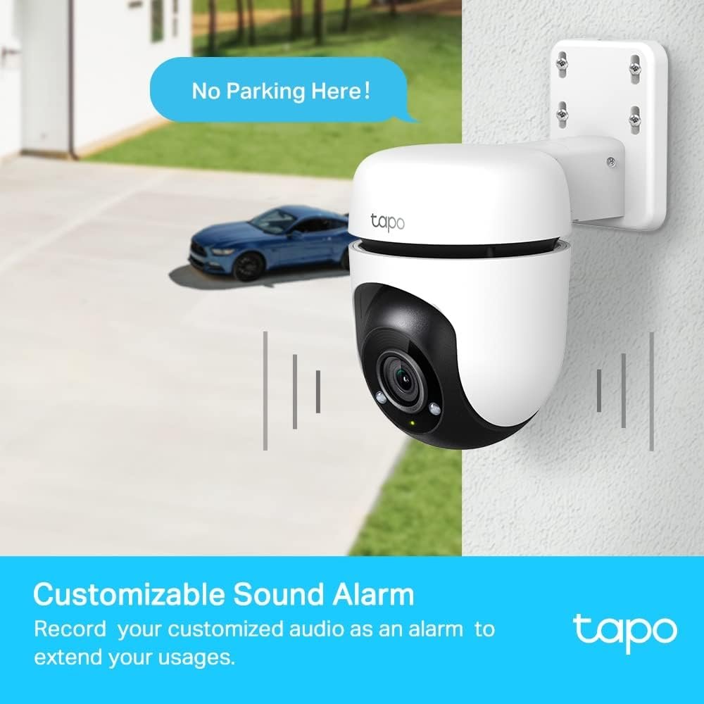 TP-Link Tapo Pan/Tilt Outdoor Home Security WiFi Camera, Wireless, 1080p, 360°, IP65, Night Vision, Sound Alarm, Two-Way Audio, Smart Person & Motion Detection, Privacy Mode, SD Card Slot (Tapo C500)