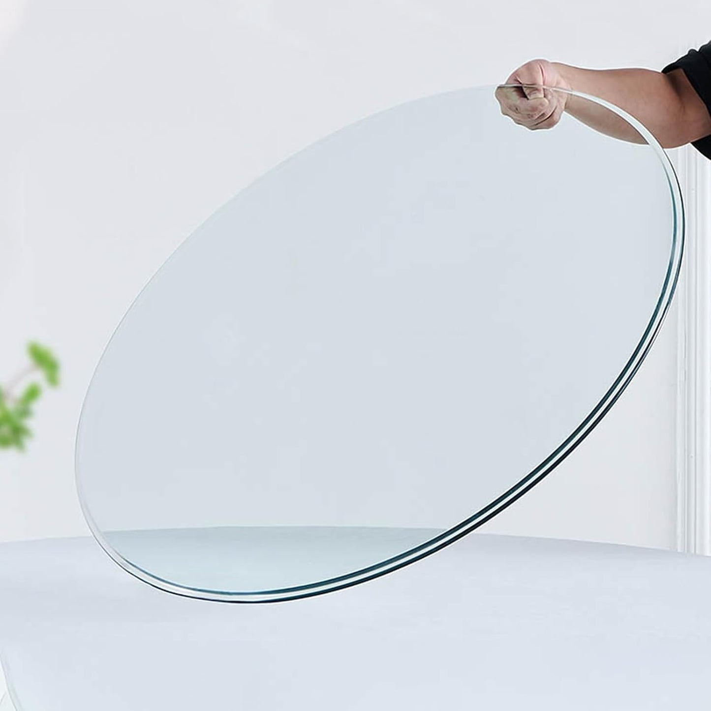 YUEKOPOU piano del tavolo da pranzo in vetro temperato.pian Clear Round Glass Table Top - Polished Edge Dining & Coffee Table Glass Top for DIY Home & Office Use(48CM(19INCH))