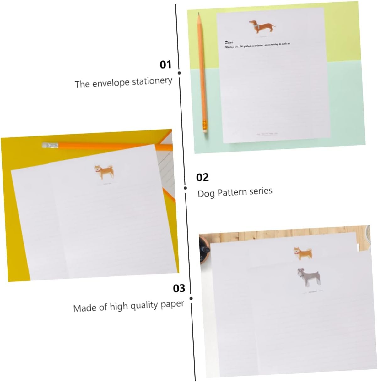 GRADENEVE 80pcs Roll Writing Paper Dog Patterns Kraft Paper Letter Stationery for Letters Notes Art Craft
