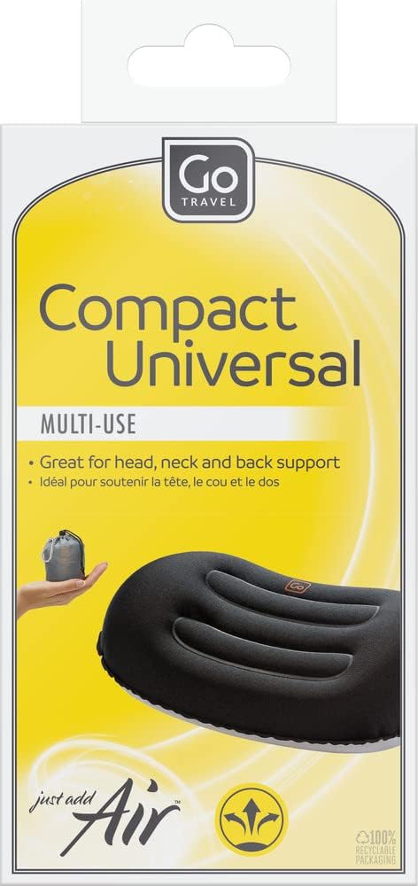 Go Travel Compact Universal Inflatable Pillow, Black