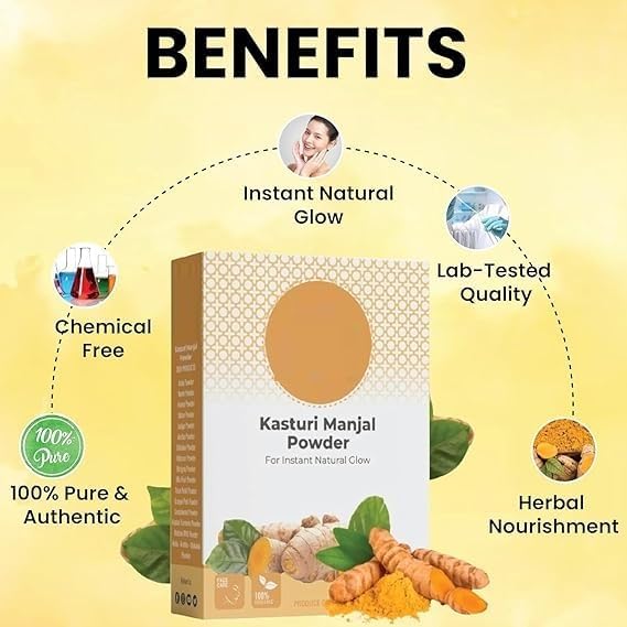 Zenty Kasturi Manjal Powder, Wild Turmeric Root Powder, Pure Kasthuri Haldi, Kasturi Turmeric Powder, For Skin & Face Care, 100g