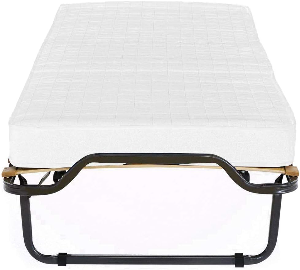 Cortassa | Folding Bed Slatted Bed with Memory Mattress and Dust Cover Included, Durable Structure and 4 Swivel Wheels, 100% Made in Italy