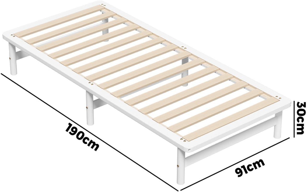 OIKITURE Wooden Bed Frame Single Size, Bed Frame Platform with Reinforced Slats - Compatible with Australian-Sized Mattresses, 190x91x30cm