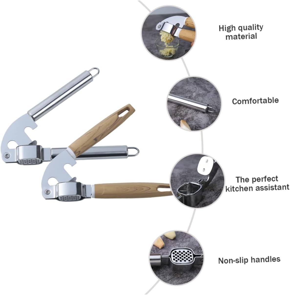 HOLIDYOYO 2 Pezzi Spremiaglio spremiagrumi cucinando premere schiacciapatate palmare premendo garlic press set cucina Utensile cucina gadget cucina taglia aglio utensili da cucina di legno