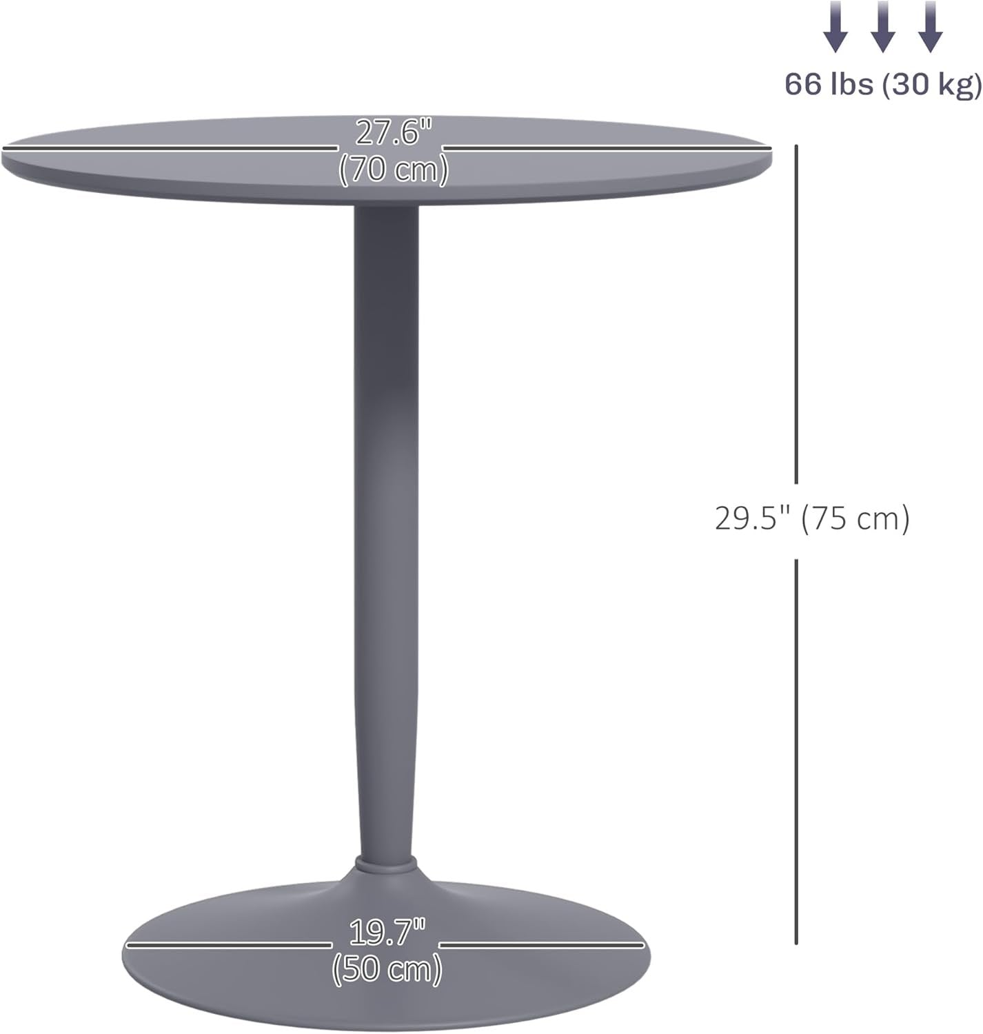 HOMCOM Round Dining Table for 2, Modern Kitchen Table with Painted Top and Steel Base for Living Room, Dining Room, Grey