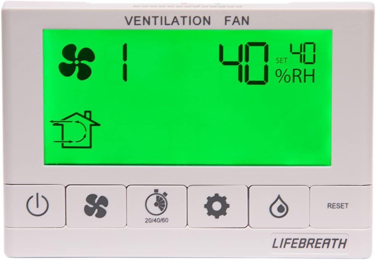 Lifebreath Digital Wall Control – 99-DXPL02. 5 Speed Control, LCD Display Control