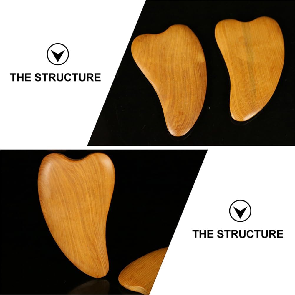 2pcs Wooden Scraping Massage Tool Heart- shaped Wood Face Scraping Board Facial Body Care Scraping Plate Therapy Tool, Anti , Manual Muscle Wood Therapy