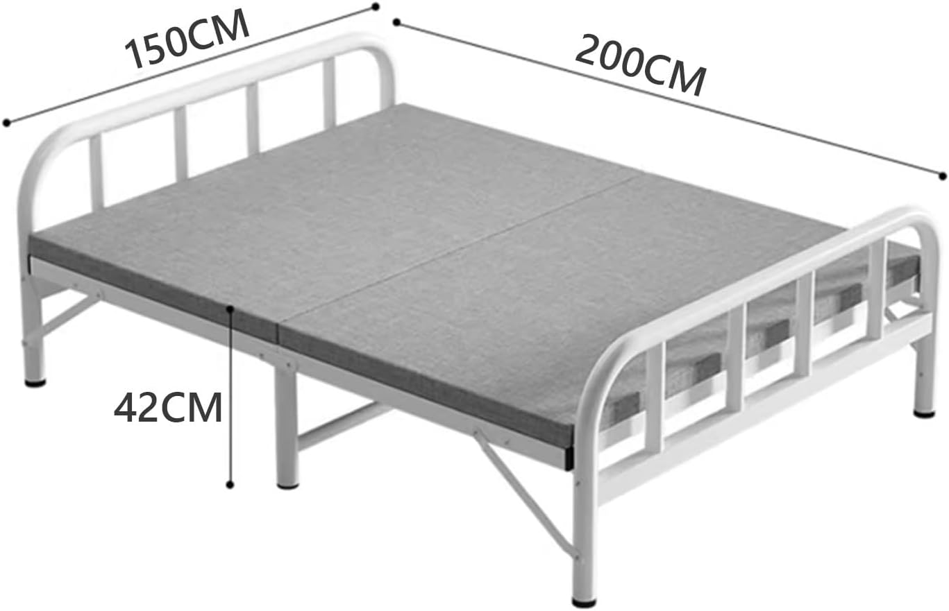 Folding Single Bed with Mattress, Sturdy Load Capacity Thickened Feet to Save Space, Multiple Size Guest Bed, for Home (150 x 200 cm)