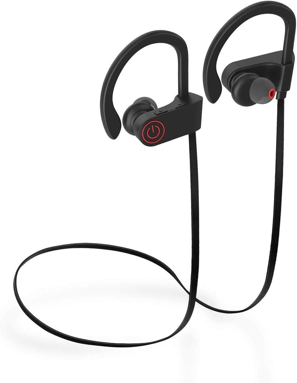 Newest Bluetooth Headphones Best Mic Wireless Sport Earphones HiFi Bass Stereo IPX7 Waterproof in-Ear Earbuds Headset with Noise Canceling for Workout Running Gym 7 Hours Playing Time