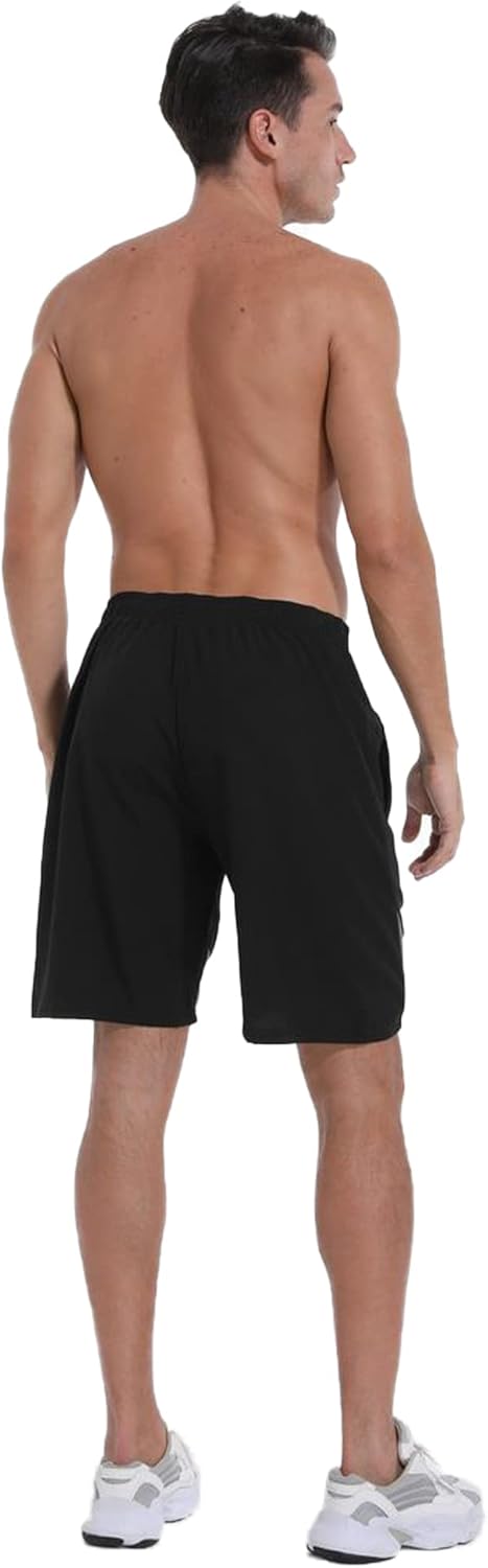 HRUI Men's Athletic Shorts - Quick Dry, Lightweight, Gym Running Workout Shorts with Zipper Pockets - Grey, Large, Regular, Low Rise, Cotton, Solid, Alpha, AU