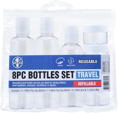 1st Care Refillable Toiletry Travel Bottle and Jar (7 Pieces Set)