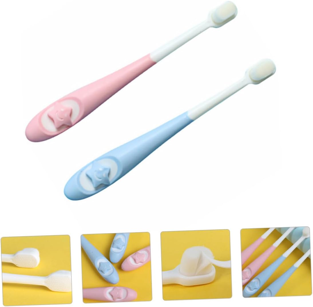 WOFASHPURET 2Pcs Bristle Toothbrush Soft Oral Care Brush for Ages Ergonomic Design with Cartoon for Newborns