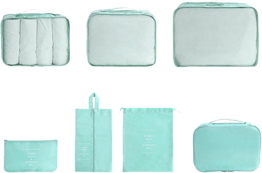 Travel Storage Bag, Suitcase Packing, 7 Cubes, Lightweight Luggage Organizer, Water-Resistant Efficient Space Saving Accessories 330g for Vacation, Business Trips