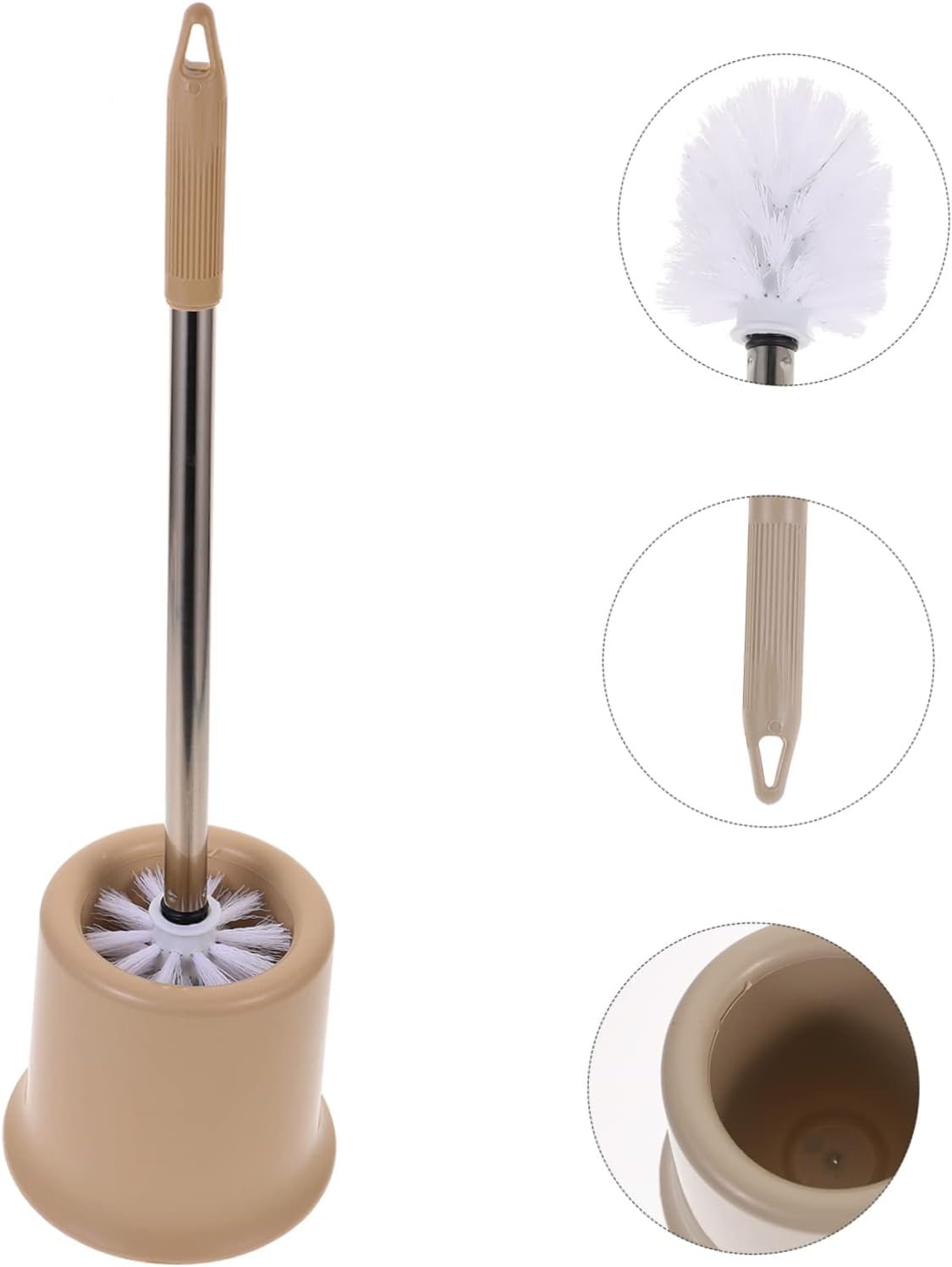JEWEDECO Bathroom Cleaning Essential Stainless Steel Toilet Brush Holder Round Brush for Storage Stiff Bristle Long Handle Sanitary
