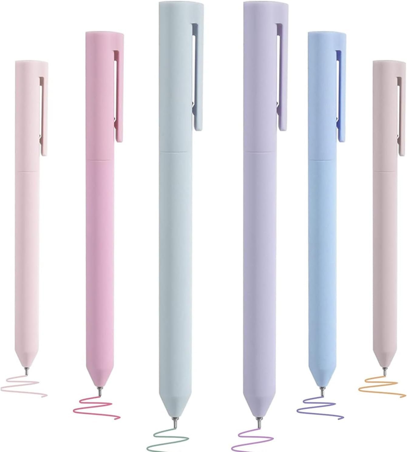 SAHENITEANA 6Pcs Colored Gel Pens, Pastel Ink Colors, Quick Dry Ink Pen Fine Point 0.5mm Smooth Writing for School Supplies Journaling Notetaking Stationery (Morandi)
