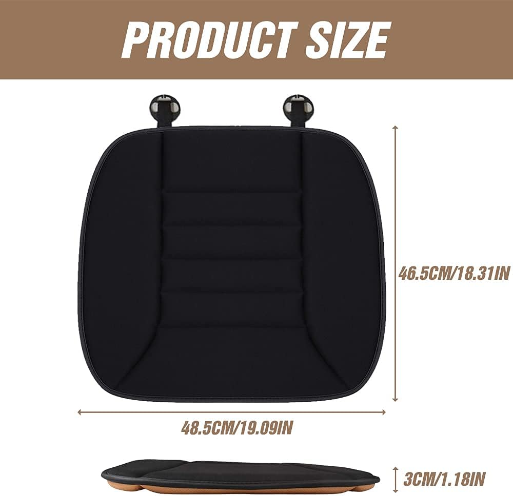 MYFAMIREA Car Seat Cushion Pad 2 Pack Sciatica Pain Relief Comfort Seat Protector for Car Driver Seat Office Chair Home Use Memory Foam Seat Cushion with Non Slip Bottom Black