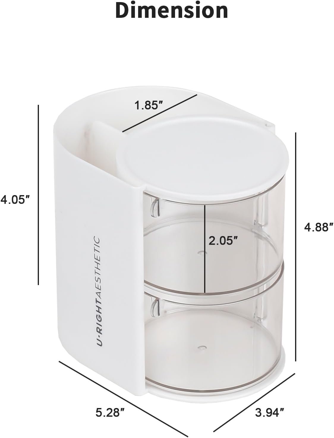 FABROK 2-Layer Clear Hair Accessories Organizer with Hair Brushes Holder, Rotatable Small Jewelry Box for Necklaces、Earring, Desktop Organizer Case for Makeup Brushes, Hair Accessories, Cotton Swab