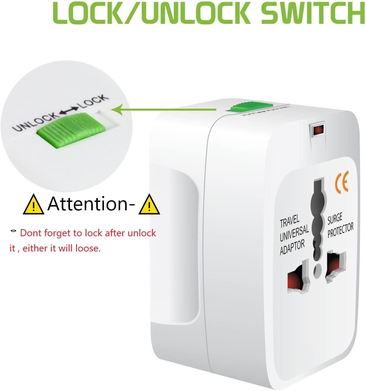 Fortuna Mille Universal Travel Adaptor Worldwide for 150+ Countries, International Power Charger, European Adapter, Wall Charger Power Plug for USA EU UK AUS ,Compatible with iPod, iPhone.