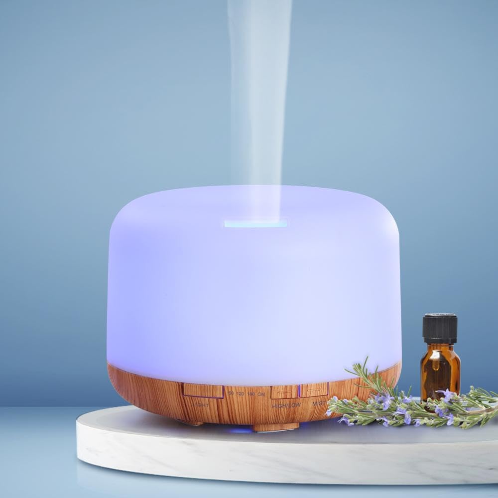 Devanti Aroma Diffuser, 500ml Air Humidifier Purifier Essential Oils Car Airs Freshener Vaporizer Aromatherapy Diffusers Scent Booster Home Office Bedroom Humidifiers Steam, 7 Led Light Multicoloured