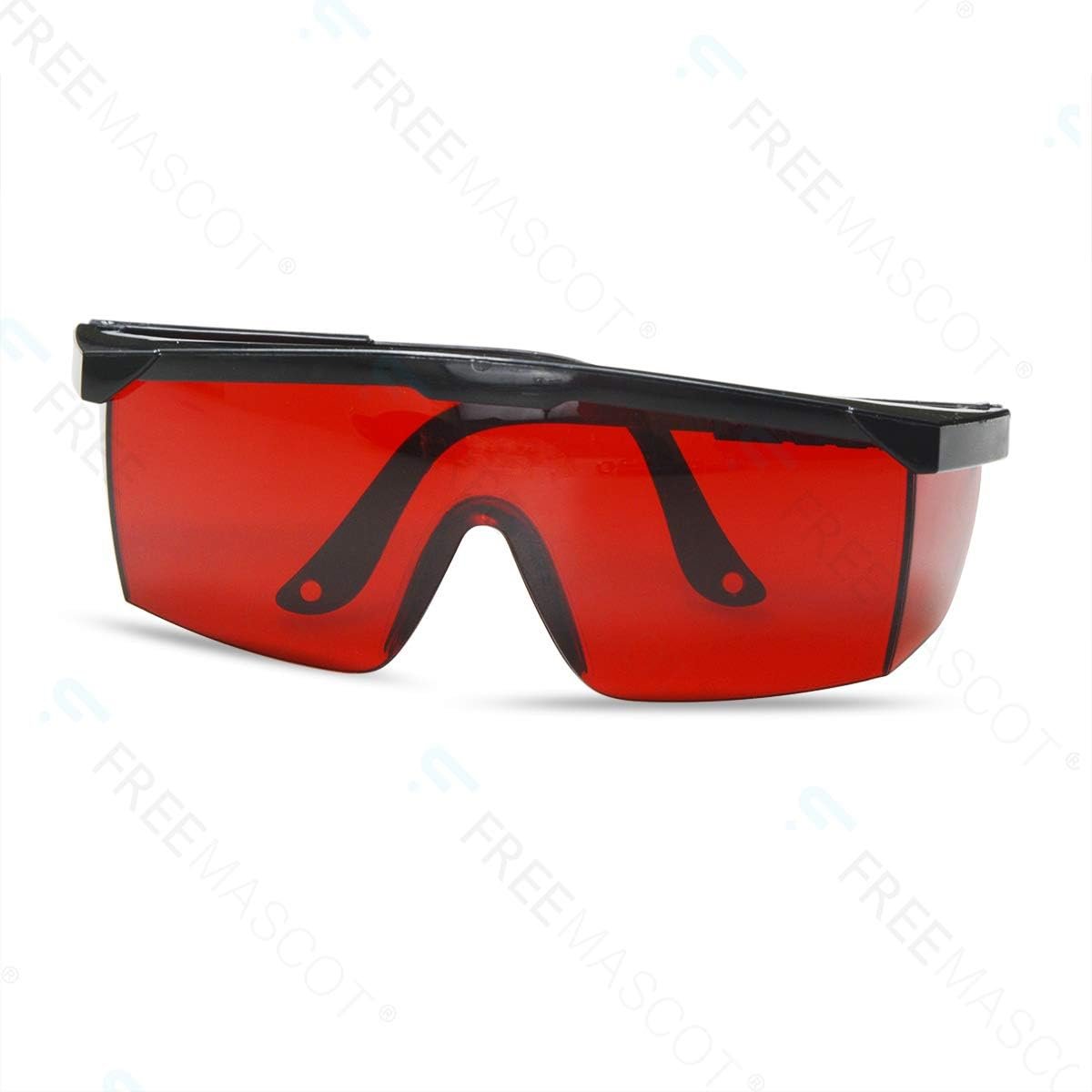 FreeMascot OD 4+ 190nm-550nm Wavelength Laser Safety Glasses for Typical 405nm, 445nm, 450nm,520nm,532nm Laser Light for Hair Removal Laser Treatment Eye Protection Glasses (Red)