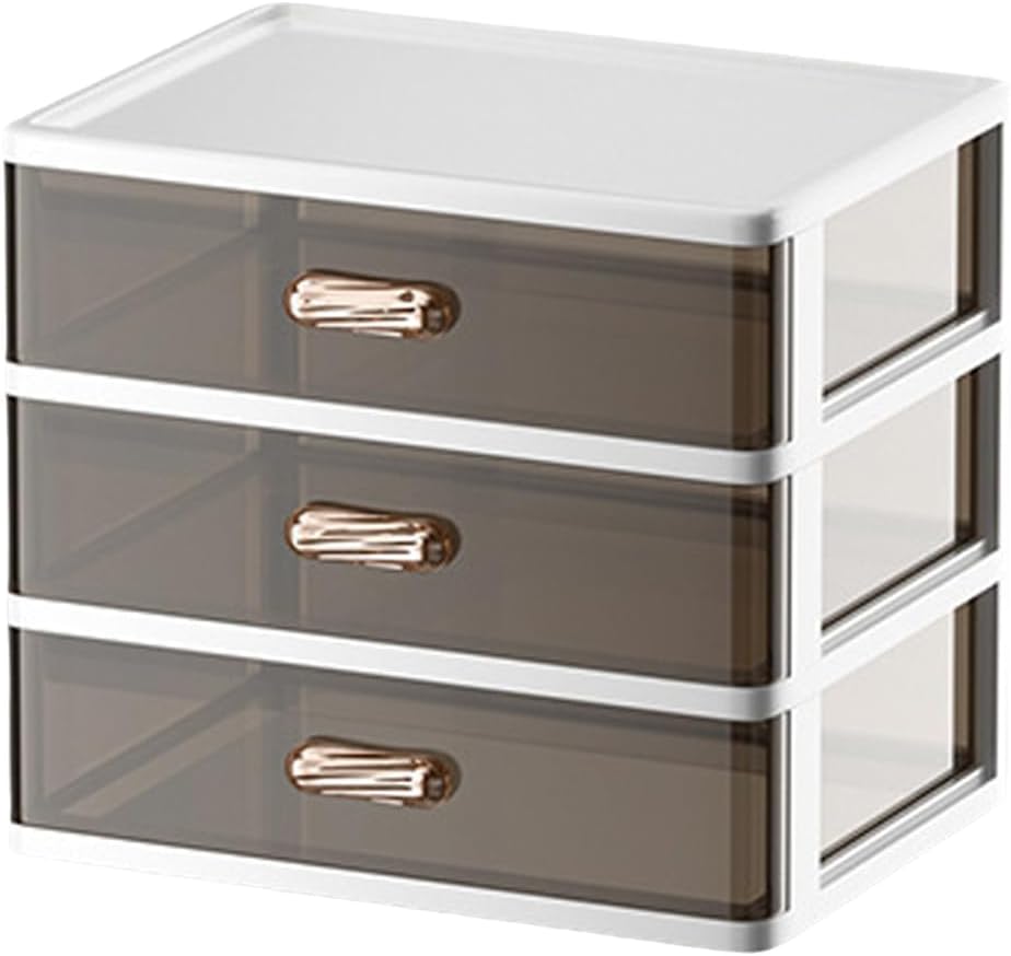 AIMALL Multi-Tier Storage Drawer Organizer – Transparent Desktop Cosmetic Holder with Smooth Pull Design, Large Capacity for Office, Makeup & Accessories