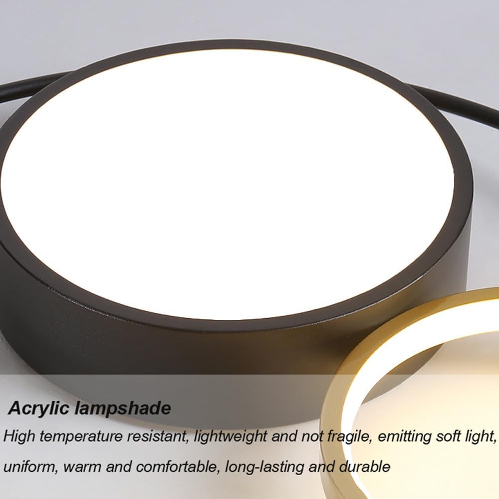 SEMANHUA Lampada da soffitto moderna a LED, plafoniera da incasso 44W con cerchio ad anello, lampadari in acrilico dorato da 20,4" for soggiorno, camera da letto, cucina,