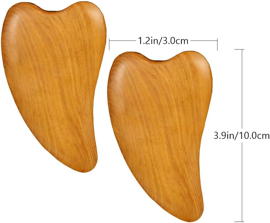2pcs Wooden Scraping Massage Tool Heart- shaped Wood Face Scraping Board Facial Body Care Scraping Plate Therapy Tool, Anti , Manual Muscle Wood Therapy