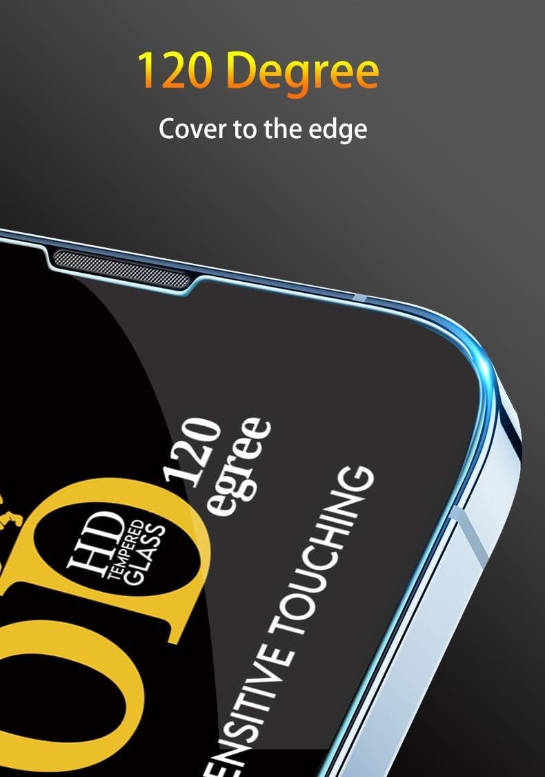 TechWork for iPhone 14 Pro Max Screen Protector, 9H Hardness, Full Covered Tempered Glass Screen Protector, Anti-Scratch, Anti-Fingerprint, Anti-Explosion, 6D Plus Glass