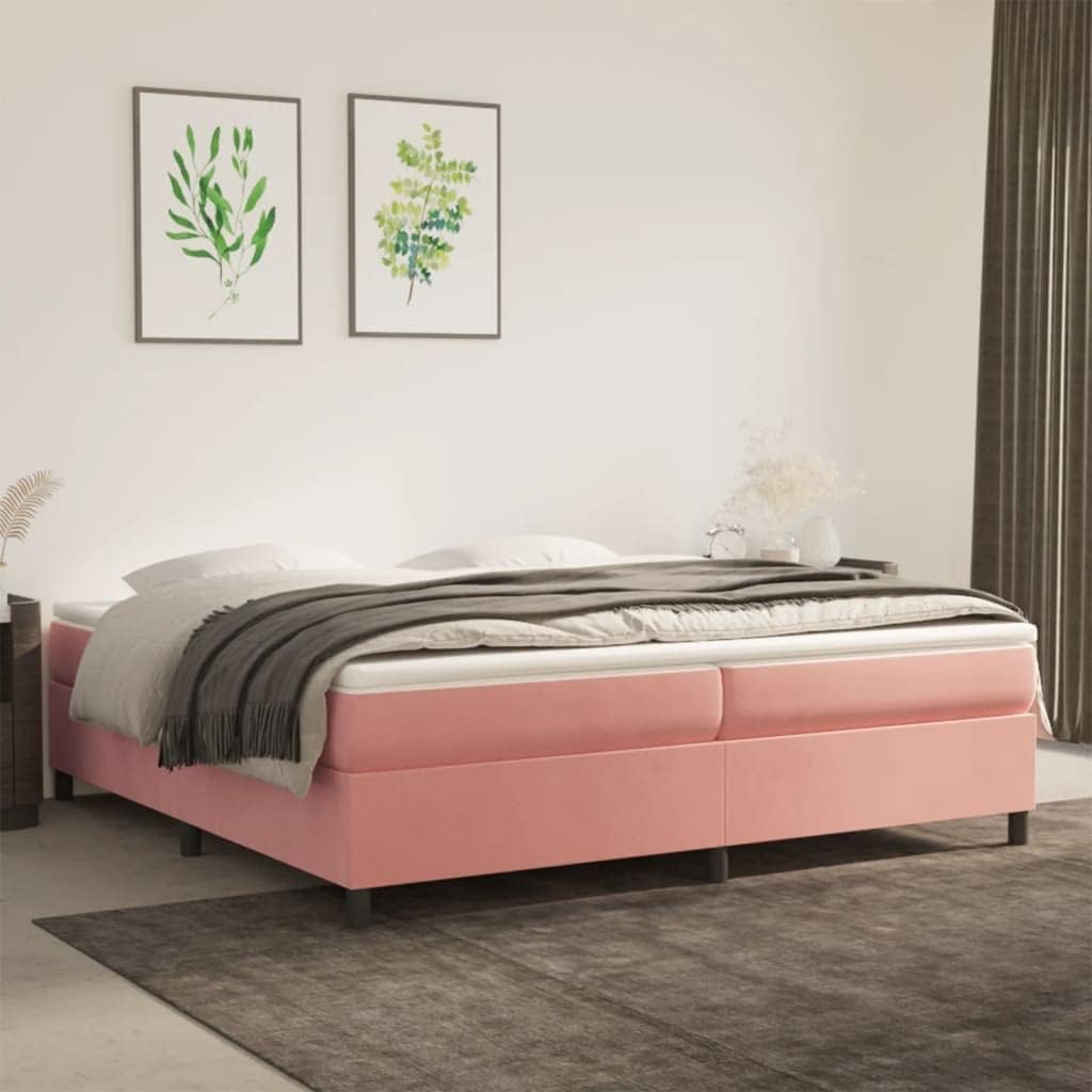 Lechnical Giroletto a Molle Rosa 200x200 cm in Velluto,Mobili,Letti e Accessori,Letti e telai per Letti