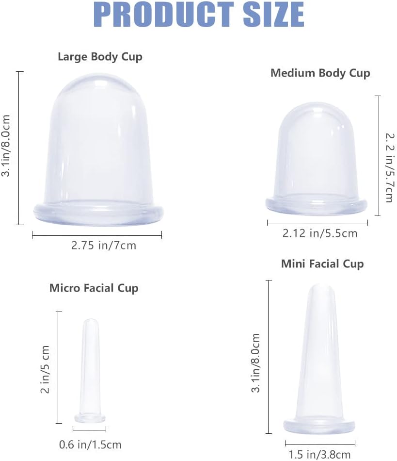 ONECUPPTOP Cupping Therapy Sets 8 Pcs Silicone Vacuum Suction Massage Anti Cellulite Cups Body and Face Massage Cupping Set