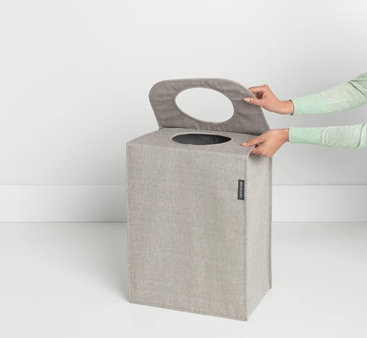 Brabantia - Laundry Bag - Practical Quick-drop Opening Lid - Space-saving - Large Volume - Easy to Empty - Large Opening - Time Saving - Grey - 55 Litres