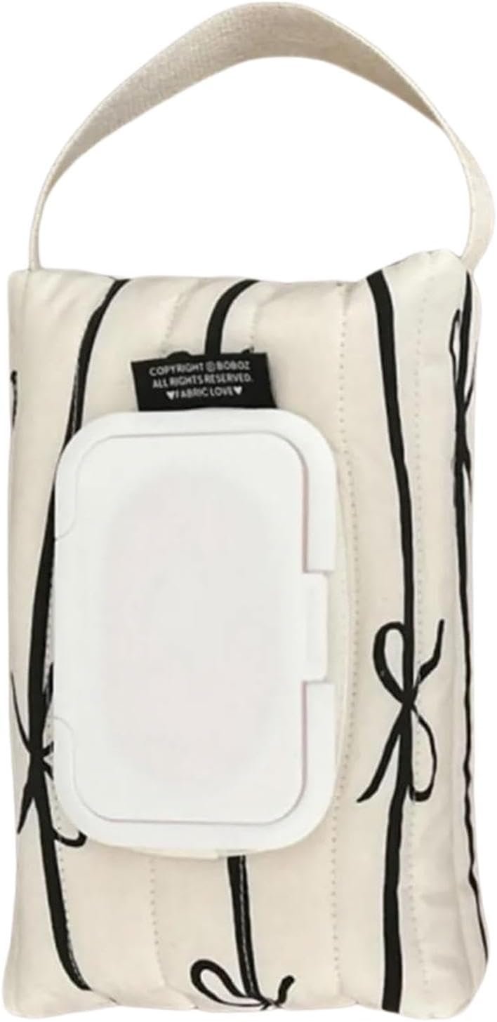 Wet Wipe Holder Bag | Wipe Container Dispenser Storage Bag | Travel Wet Wipe Pouch, Cotton Bag Baby Wipes Container, Bow Stripes Storage Organizer, Baby Wipe Case