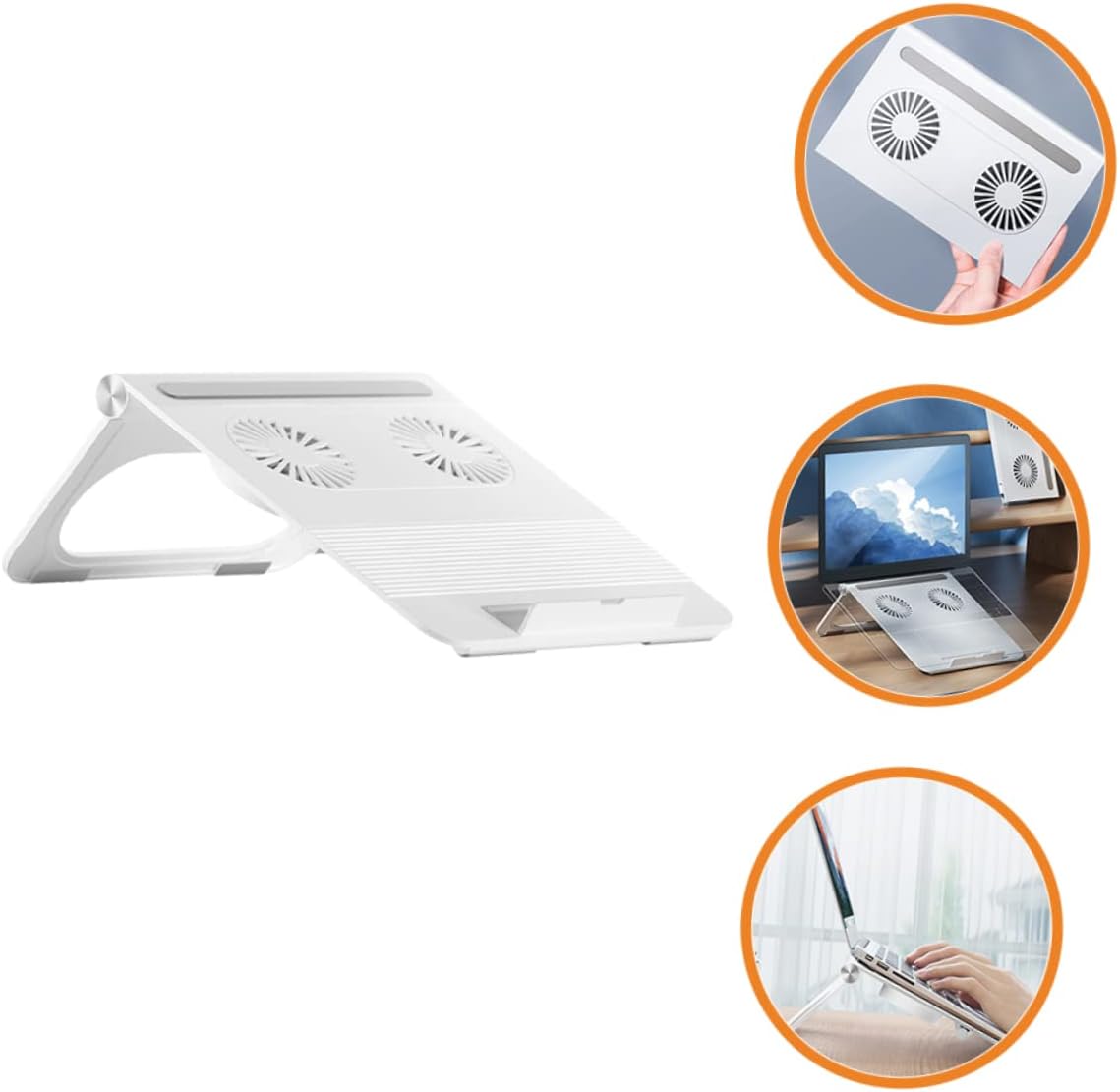 LABRIMP Laptop Stand with Height and Dual Cooling Fans Multipurpose Notebook Holder for Enhanced Stability and Ergonomics Compatible with All Laptops