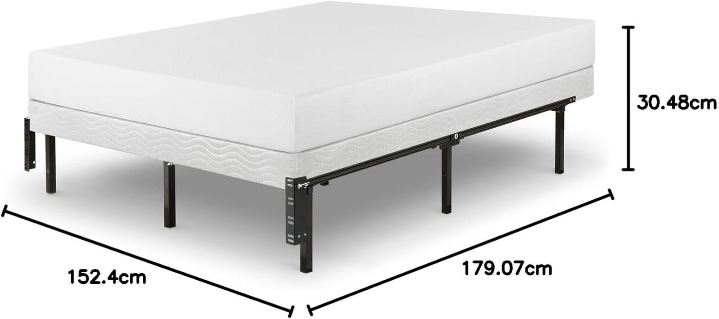 Zinus Adjustable Bed Frame, Twin to Queen - Compack 12 Inch Metal Bed Frame for Box Spring , 9 Legs Heavy-Duty Frame, Easy Assembly, Headboard Compatiable with Built-in Bracket, Mattress Support