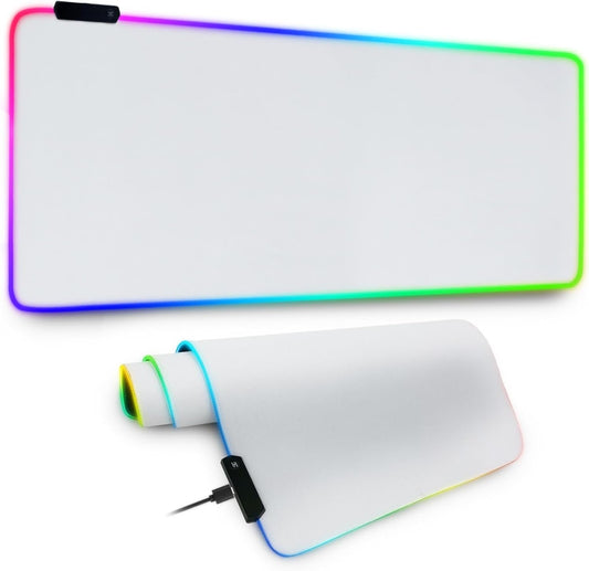 Migazelle RGB Gaming Mouse Pad, Extended Desk Mat 90x40cm 14 Lighting Modes Gaming Keyboard Pad Desk Mat, Extra Large Upgrade Thickening 5mm XXL Mouse Mat, Waterproof Non-Slip Rubber PC Gamer White