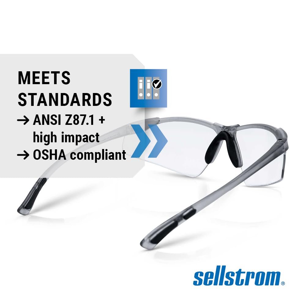 Sellstrom XM340RX Safety Glasses with Readers - Wraparound Bifocal Eyeglasses for Men/Women - ANSI Z87.1 - 1.5X Magnification