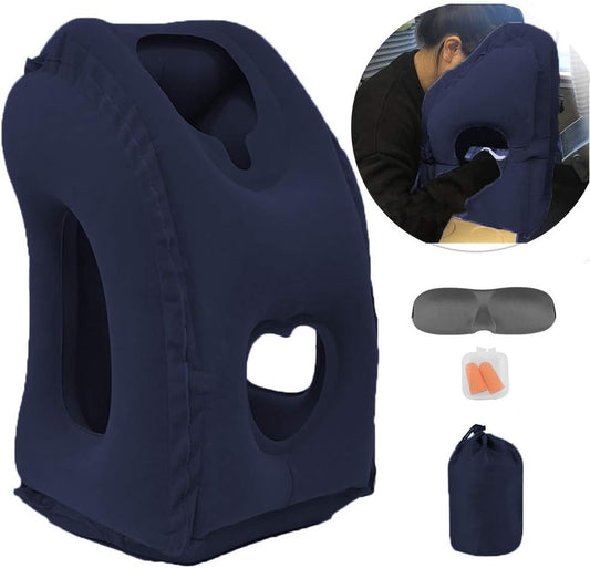 Kimiandy Inflatable Travel Pillow for Airplane, Inflatable Neck Air Pillow for Sleeping(Blue)