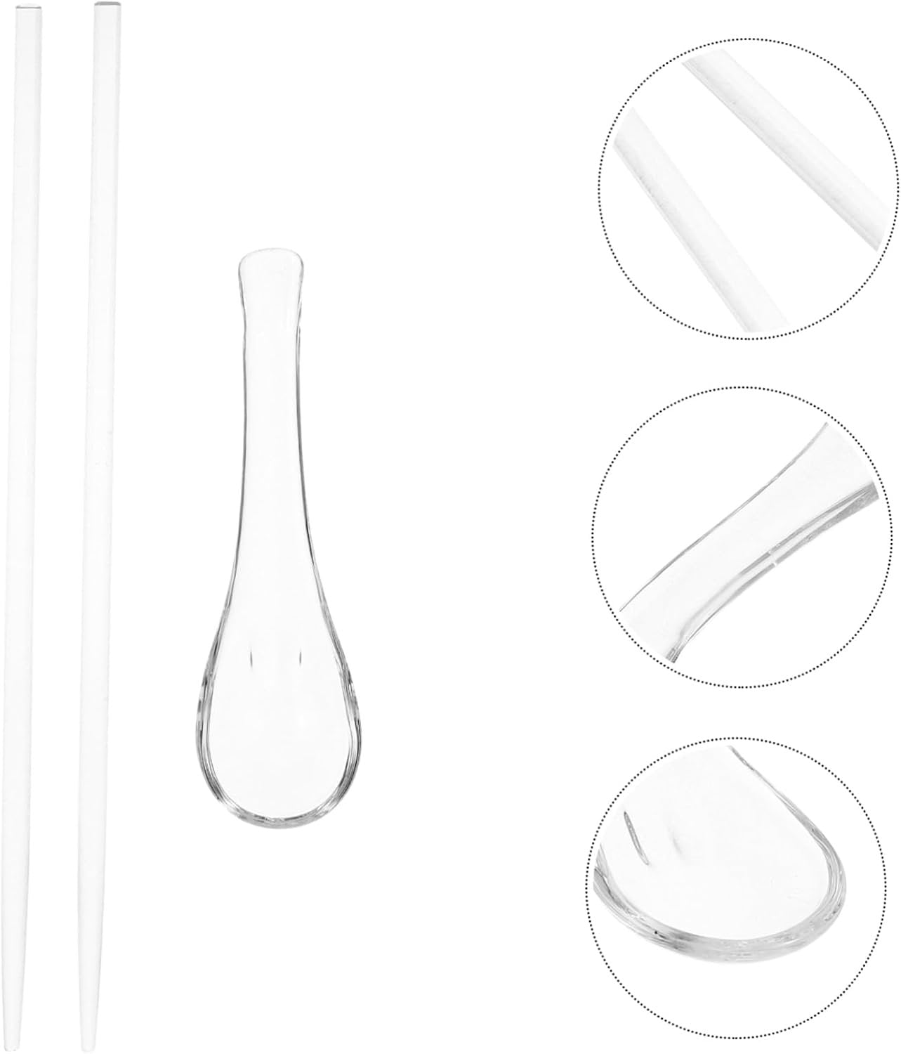 KOCKSHION 1set Glass Chopsticks with Spoon Transparent Kitchen Essentials for Sushi Porridge Meal Prep Ergonomic Design for Restaurants Home Use