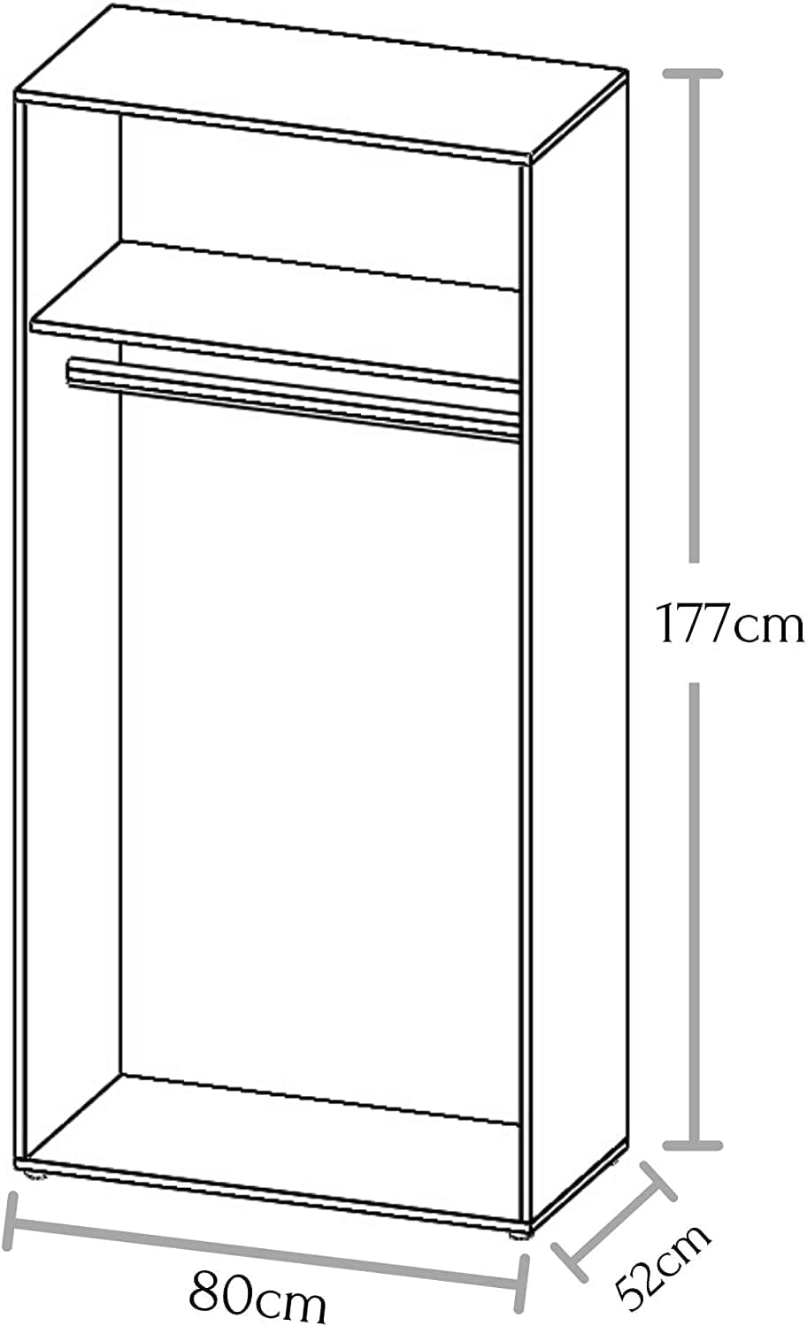 AVANTI TRENDSTORE - Balu 2.3 and 4 Hinged Door Wardrobe, Available in 2 Different Colours and 3 Different Widths (White, 2 Doors)